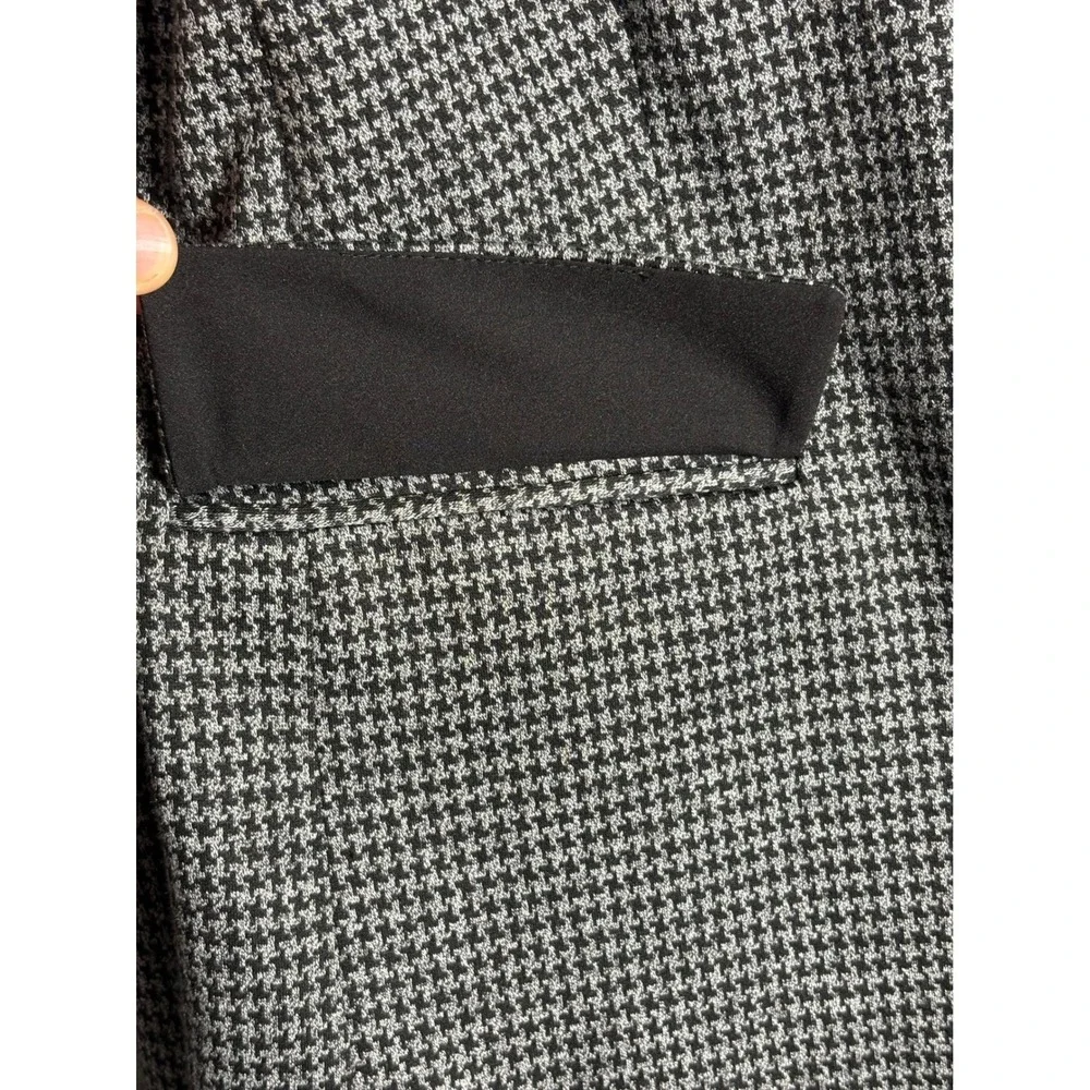LOFT‎ Womens Houndstooth Blazer Black White Single Button Jacket Size 12 FA22
